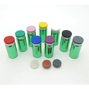 10ml UV Green pharma glass vial flip off caps & rubber stoppers Empty injection medical bottles