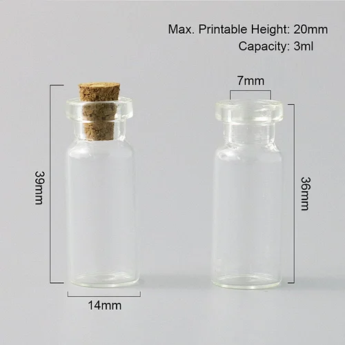 Whole sales Empty 3ml Mini Small Tiny Clear Cork Stopper Glass Bottles Vials for wedding gift 3cc Cork Vials Containers