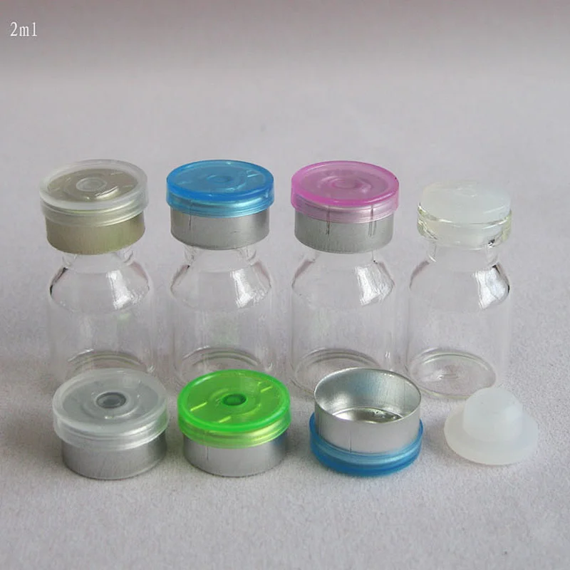 2ML Empty Cute Mini Clear Glass Bottle With Flip Cap Butyl stopper 2cc Small Glass Vials Small Glass Container