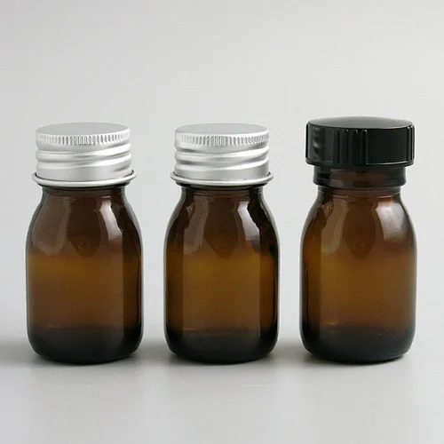 30ml Amber Small Portable Glass Bottle with Aluminum or Plastic Caps