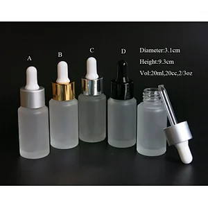 Frosted Glass Bottle With Rubber dropper 20ml Glass Liquid Cosmetic Containers Round Glass Bottles