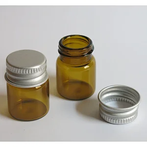 5ml Amber Mini Essential Oil Perfume Vials Transparent Round Bottom Bottle With Aluminum Lid