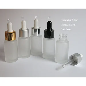 Frosted Glass Bottle With Rubber dropper 20ml Glass Liquid Cosmetic Containers Round Glass Bottles