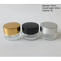 Clear Sample Make up Glass Jar Travel 5g powder case with Silver Gold Black Cap Cosmetic Mini Cream Container