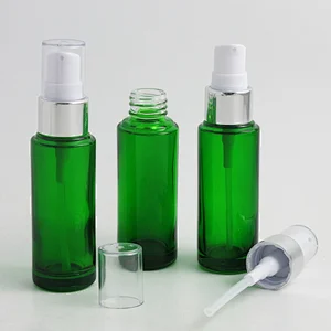 Glass Green Empty Spray Bottles 30ml Mini Refillable Container Cosmetic Containers With Plastic Spray
