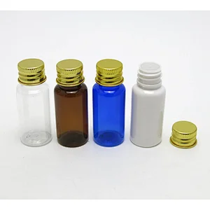 20ml Mini Colorful PET Environmental Protection Plastic Refillable Bottles Vials with Gold Screw Cap Wholesale