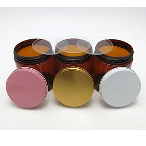 250g Plastic Amber Cosmetic Face Cream Bottles Lip Balm Sample Container Jar Pot Makeup Store Vials With Coloorful Caps