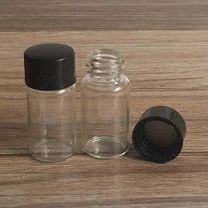 3ml Mini Clear Glass Bottles with Screw Top Cap Empty Jars Vial Candy Vanilla Pill Food Perfume Bottle with Plastic Cap