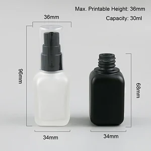 30ml Empty Refillable Clear Black Frosted White Glass Bottle With Black White Lotion Pump Liquid Container