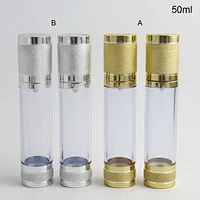 50ml Gold Silver Vacuum Bottle Pump Airless Luxury Portable Cosmetic Lotion Treatment Travel Empty Bottle Container