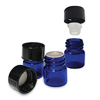 1ml Mini Blue Glass Bottles with Screw Top Cap Empty Vial Candy Vanilla Pill Food Perfume Bottle Metal Cap Jars