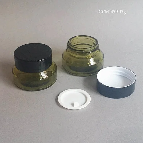 Plastic Black Refillable Small Container Lid Cosmetic 15g Empty Jar Glass Cream Jars Facial Cream Jar Make Up Tools