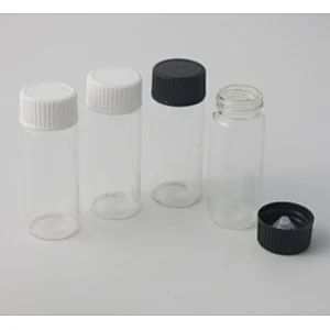 Mini Clear Glass Bottles With Black&White Screw Top Cap Empty Vial Candy Vanilla Pill Food Perfume Bottle Wholesale 15ml Plastic Cap Jars