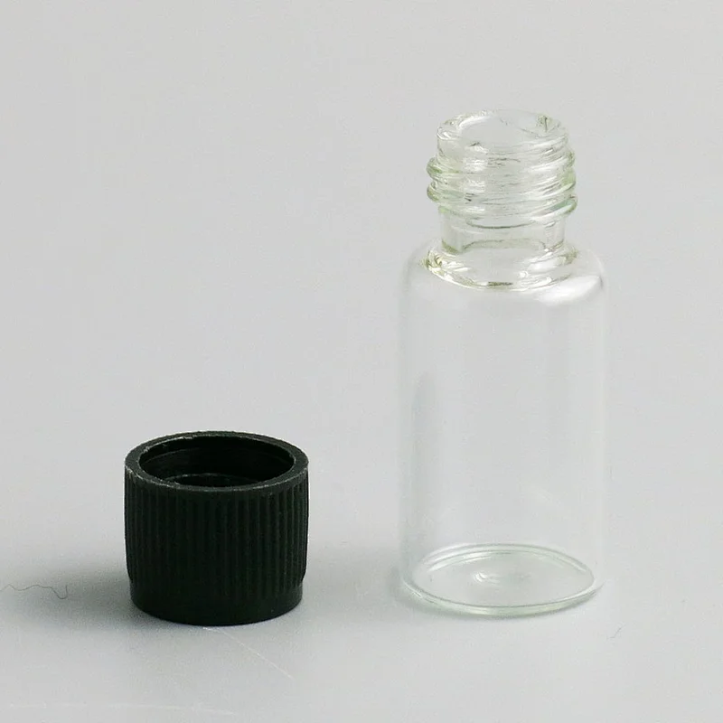 5ml Clear glass lotion bottles essential oil perfume vials cream jar cosmetic packaging container with black screw top cap