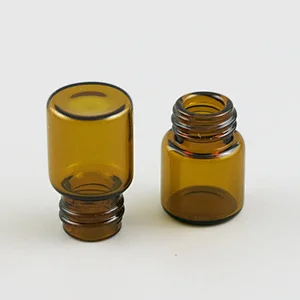 1ml 2ml Mini Amber Glass Bottles with Black Screw Top Cap&Butyl Stopper Empty Jars Vial Candy Vanilla Pill Food Perfume Bottle Metal Cap Jars