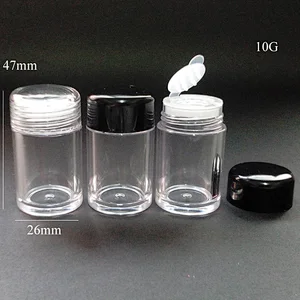 10g Clear Sample Make up Plastic Jar Travel powder case with 12 Holes Black or clear Cap Cosmetic Mini Cream Powder Container