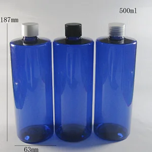 Blue Empty 500ml Bottle Lotion Shampoo Cream Cosmetic Container 500ml Travle Use Bottle with Palstic Lids