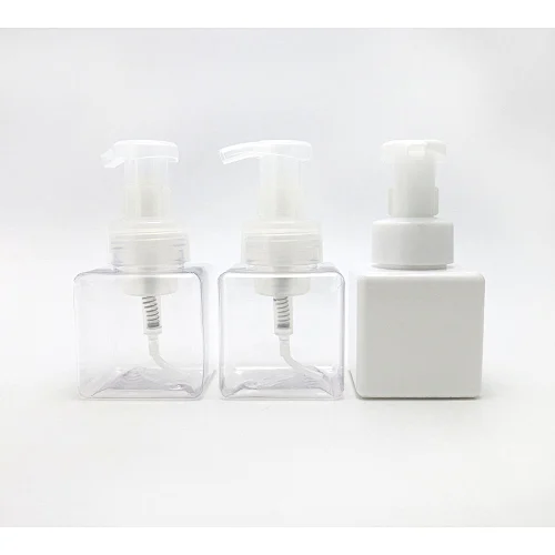 Empty 250ml Cosmetic Facial Wash Plastic Container PET White Cleanser Cream Liquid Soap Foam Bottle Refillable Bottle Empty Foaming Pump Bottle