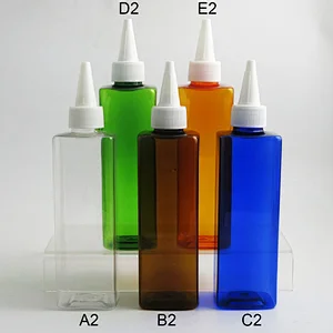 Square colorful empty dropper bottle Plastic dropper bottles 240ml PET Vials perfume cosmetic packaging bottle