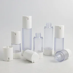 15ml 30ml 50ml Empty Airless Pump Bottle Facial Wash Cleanser Cream Liquid Soap Packaging Refillable Travel Cosmetic Containers With White Caps