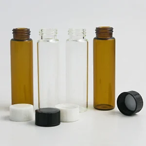10ml Clear amber glass lotion bottles essential oil perfume vials cream jar cosmetic packaging container with black&white screw top cap
