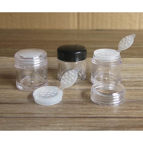 Wholesale mini powder compact container refillable empty sample jar 5g mini small jar for cosmetics with balck or clear caps