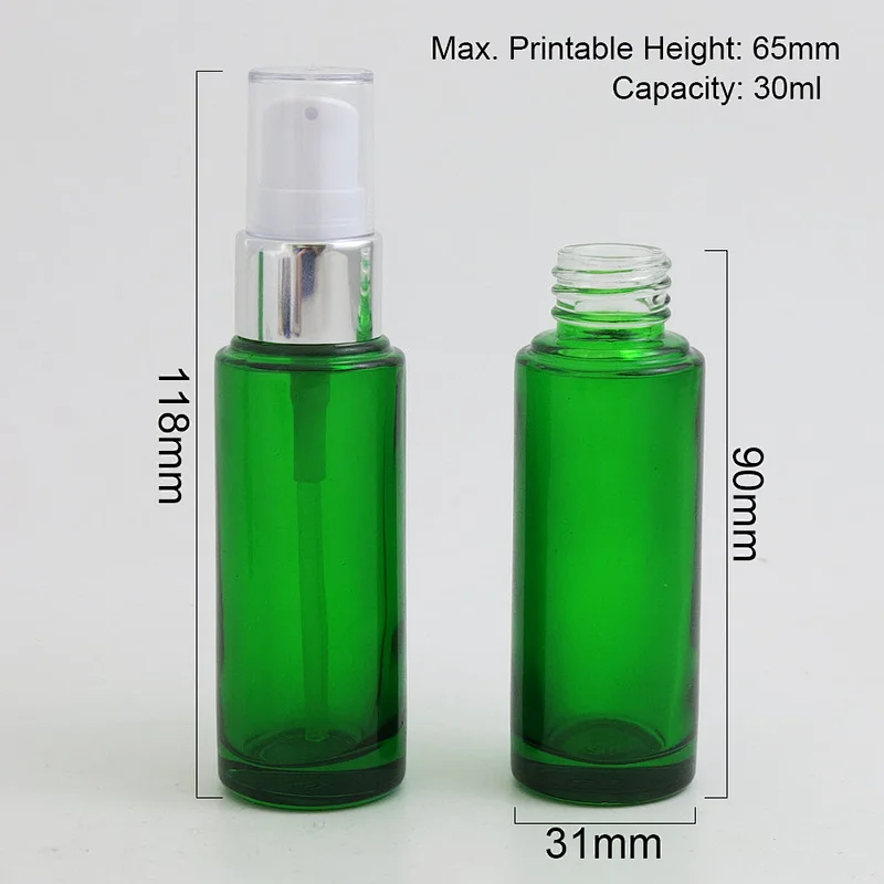 Glass Green Empty Spray Bottles 30ml Mini Refillable Container Cosmetic Containers With Plastic Spray