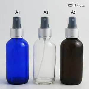 Boston Round Empty Perfume Bottle 120cc Pet Mist Sprayer Bottle With silver Clouser 120ml Glass Container