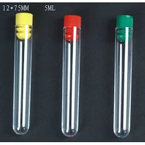 5ml7ml10ml Empty Plastic Test Tubes Vials Round Bottom Sample Container with Red Blue Stopper