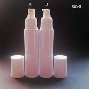 Empty 80ml Cosmetic Facial Wash Plastic Container PET White Cleanser Cream Liquid Soap Bottle With Pump