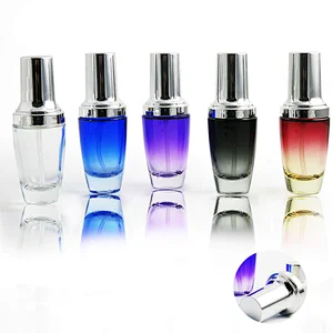30ml Glass Colorful Cosmetic Packaging Empty Pump/Emulsion/Spray Nozzle Bottle, Perfume Tube