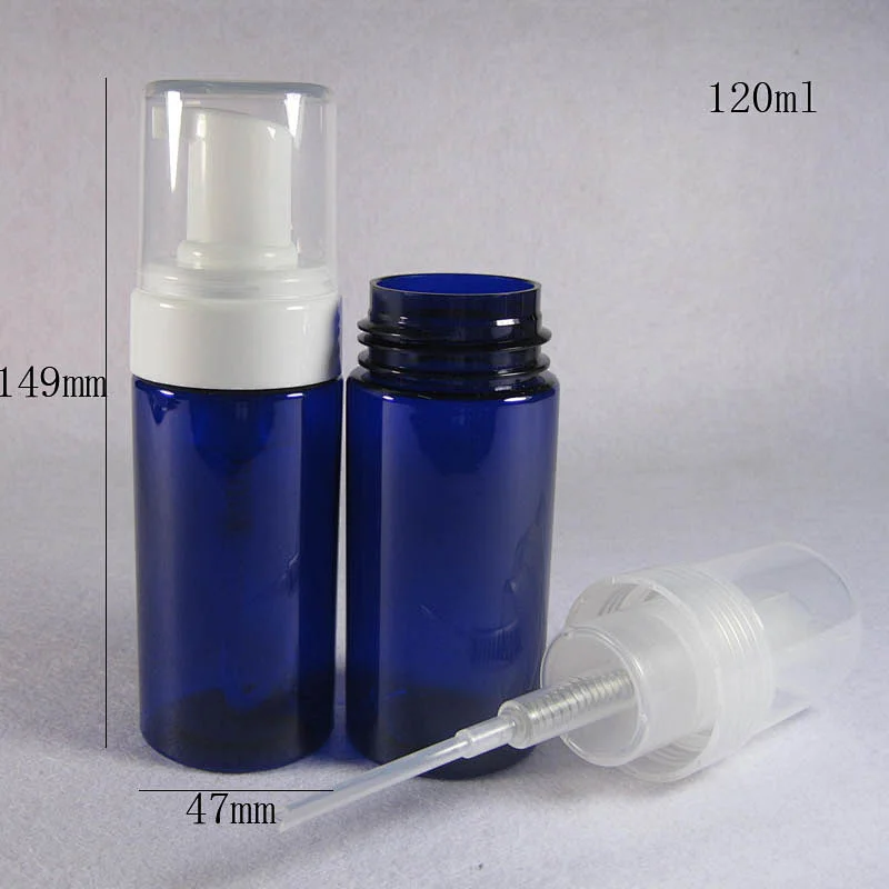 Blue White 120ml foam bottle cosmetics packaging Body Cream/Lotion Cosmetic Container Travel Use foaming pump bottle