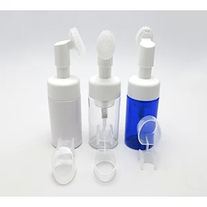 Empty 100ml Cosmetic Facial Wash Plastic Container PET White Cleanser Cream Liquid Soap Foam Bottle With Flower Shape Foaming Pump