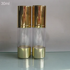 30ml Refillable Gold Vacuum Bottle Pump Airless Luxury Portable Cosmetic Lotion Treatment Travel Empty Bottle Container