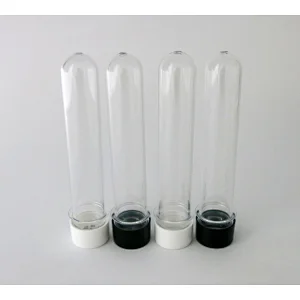 Portable 40ml transparent mask bath salt test PET tube with black white & pressure sensitive seaL cap