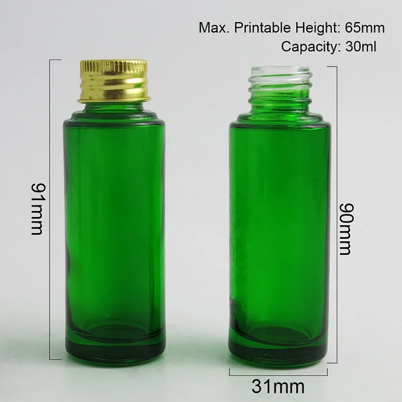 30ml Small Refillable Boston Round Glass Bottle with Aluminum Cap Blue Amber Clear Glass Containers Packaging