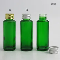 30ml Small Refillable Boston Round Glass Bottle with Aluminum Cap Blue Amber Clear Glass Containers Packaging