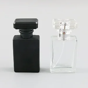30ml Black Clear Glass Empty Perfume Bottles Square Spray Atomizer Refillable Bottle Scent Case with Travel Size Portable