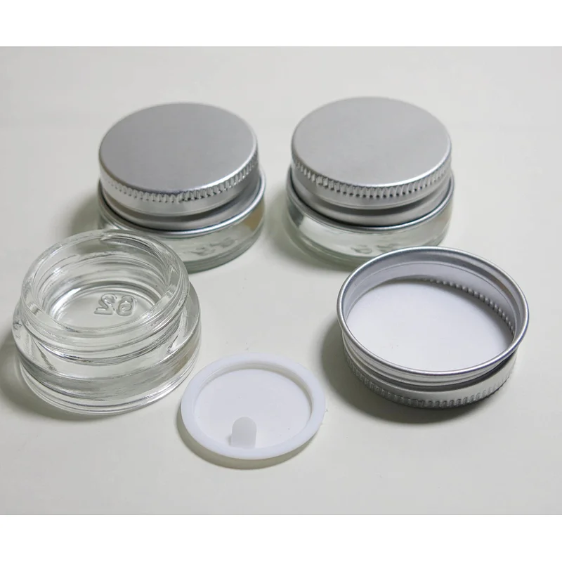 Clear Sample Make up Glass Jar Travel 5g powder case with Silver Cap Cosmetic Mini Cream Container