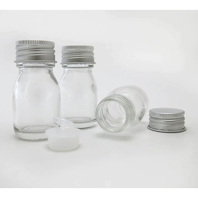 30ml Wholesale Clear Perfume Essential Oil Perfume Cosmetic Container With Silver Aluminum Screw Caps