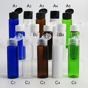30ml Blue Clear Amber Green White Mini travel bottle cosmetic sample plastic bottles PET vial Small hotel containers Flip lid bottle