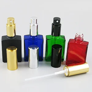 Colorful High Quality 30ML Square Glass Bottle Refillable Perfume Spray Atomizer Bottle Empty Perfume Cosmetics Container