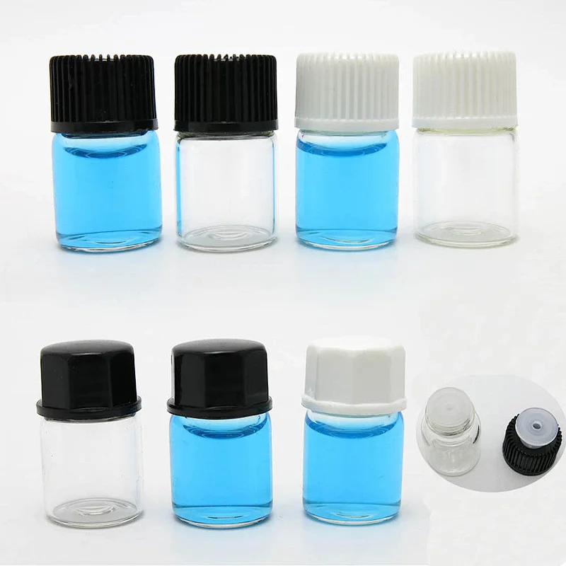 Tiny Glass bottle jar 2ml round glass vial empty clear bottle with screw cap Cosmetic sample jars