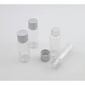 Clear Small Cute 20ml PET Plastic Cream Bottle with Silver Aluminum Lids 20CC Cosmetic Containers