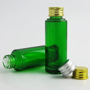 30ml Small Refillable Boston Round Glass Bottle with Aluminum Cap Blue Amber Clear Glass Containers Packaging