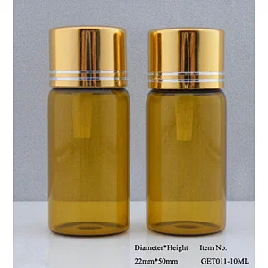 10ml Amber Small Empty Clear Glass Cosmetic Packaging Bottles with Screw Top Cap Mini Essential Oil Perfume Container