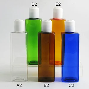 Square 240ml Portable Colorful PET Environmental Protection Plastic Refillable Bottles Vials with Plastic Press Cap Wholesale