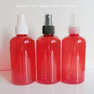 Wholesale 220ml Red Plastic Portable Bottle with 5 Kinds of Caps Perfume bottle  with Customizable logo