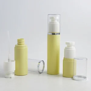 30ml 50ml 80ml Yellow Vacuum Bottle Pump Airless Portable Cosmetic Lotion Treatment Travel Empty Bottle Container