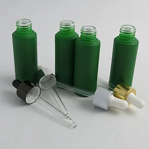 30ml Frosted green empty dropper bottle Rubber dropper bottles Small perfume cosmetic packaging bottle